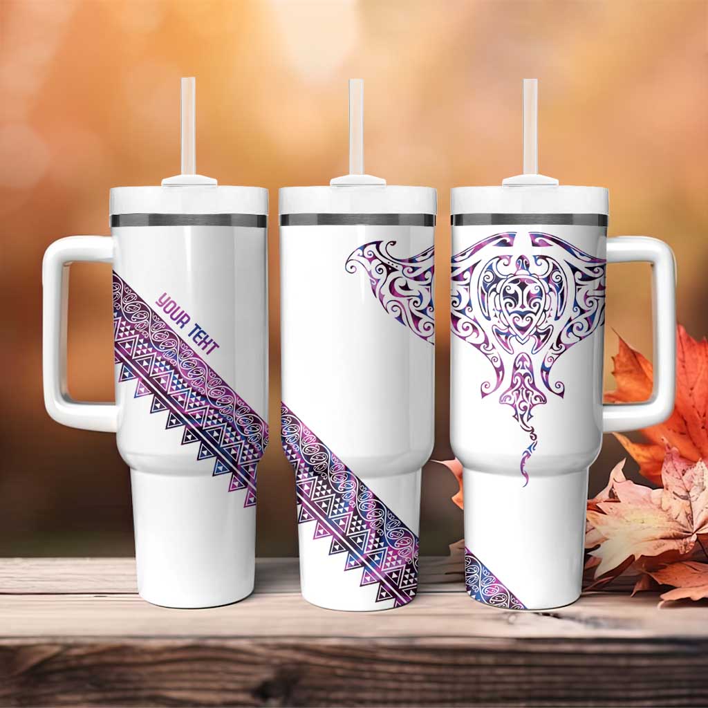 Mawhero Paua shell Kowhaiwhai Taniko Personalised Tumbler With Handle Manta Ray Shark-Turtle Maori Tribal Style LT9 - Polynesian Pride