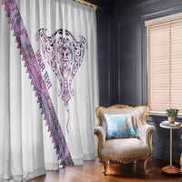 Mawhero Paua shell Kowhaiwhai Taniko Personalised Window Curtain Manta Ray Shark-Turtle Maori Tribal Style LT9 - Polynesian Pride