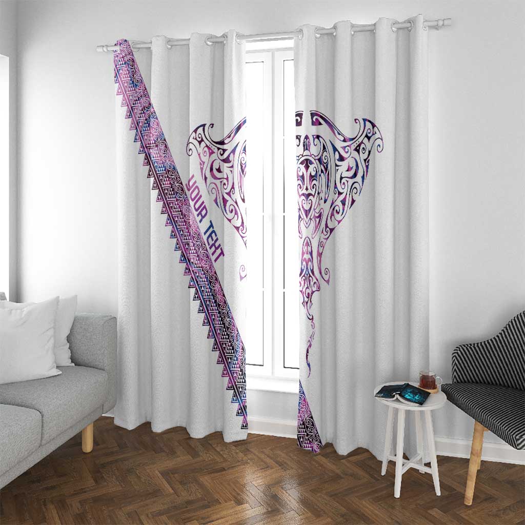 Mawhero Paua shell Kowhaiwhai Taniko Personalised Window Curtain Manta Ray Shark-Turtle Maori Tribal Style LT9 With Grommets Pink - Polynesian Pride