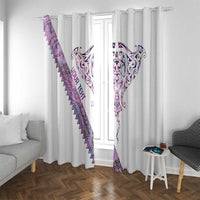 Mawhero Paua shell Kowhaiwhai Taniko Personalised Window Curtain Manta Ray Shark-Turtle Maori Tribal Style LT9 With Grommets Pink - Polynesian Pride