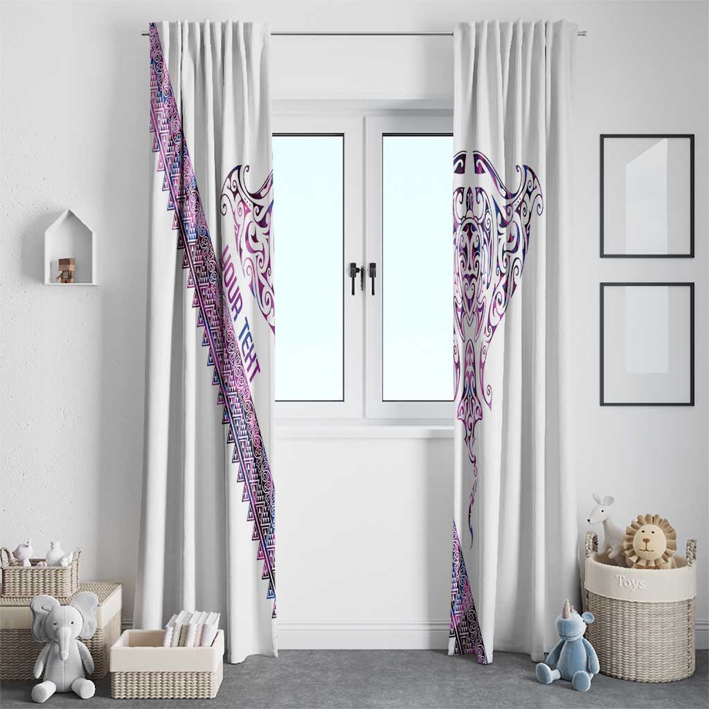 Mawhero Paua shell Kowhaiwhai Taniko Personalised Window Curtain Manta Ray Shark-Turtle Maori Tribal Style LT9 - Polynesian Pride