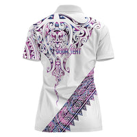 Mawhero Paua shell Kowhaiwhai Taniko Personalised Women Polo Shirt Manta Ray Shark-Turtle Maori Tribal Style