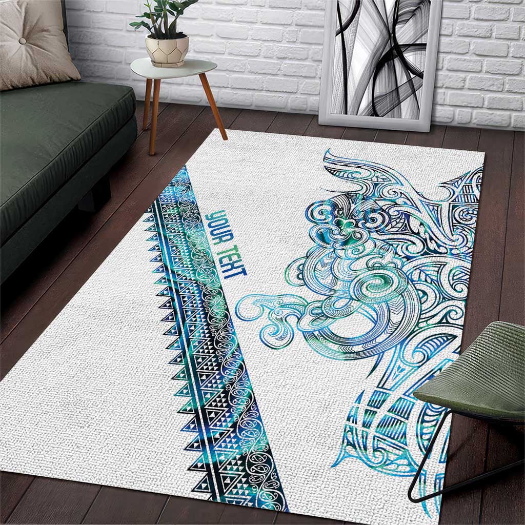 Kahui Whetu Paua shell Kowhaiwhai Taniko Personalised Area Rug Taniwha Maori Tribal Style LT9 Blue - Polynesian Pride