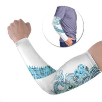 Kahui Whetu Paua shell Kowhaiwhai Taniko Personalised Arm Sleeves Taniwha Maori Tribal Style LT9 Set of 2 Blue - Polynesian Pride