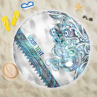 Kahui Whetu Paua shell Kowhaiwhai Taniko Personalised Beach Blanket Taniwha Maori Tribal Style