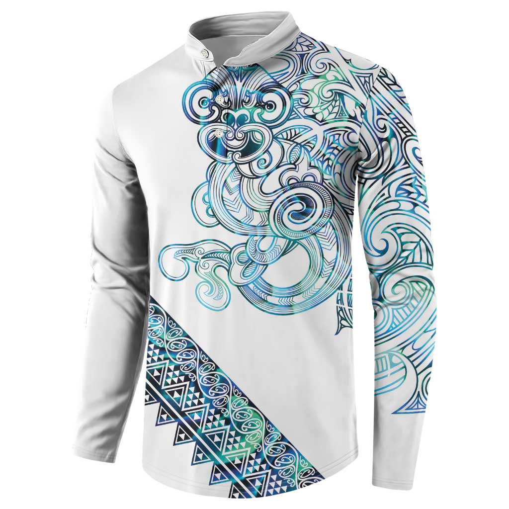Kahui Whetu Paua shell Kowhaiwhai Taniko Personalised Button Sweatshirt Taniwha Maori Tribal Style
