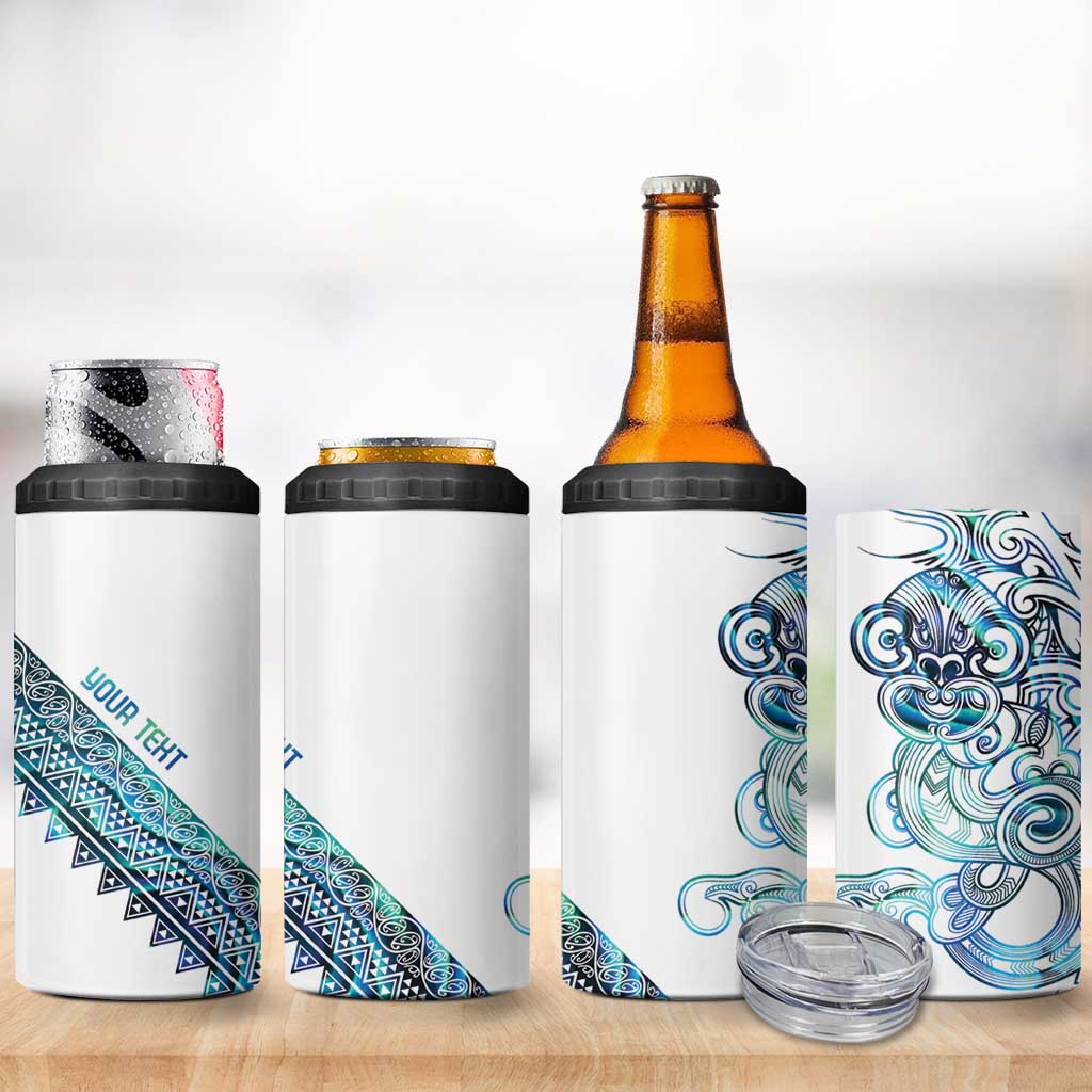 Kahui Whetu Paua shell Kowhaiwhai Taniko Personalised 4 in 1 Can Cooler Tumbler Taniwha Maori Tribal Style