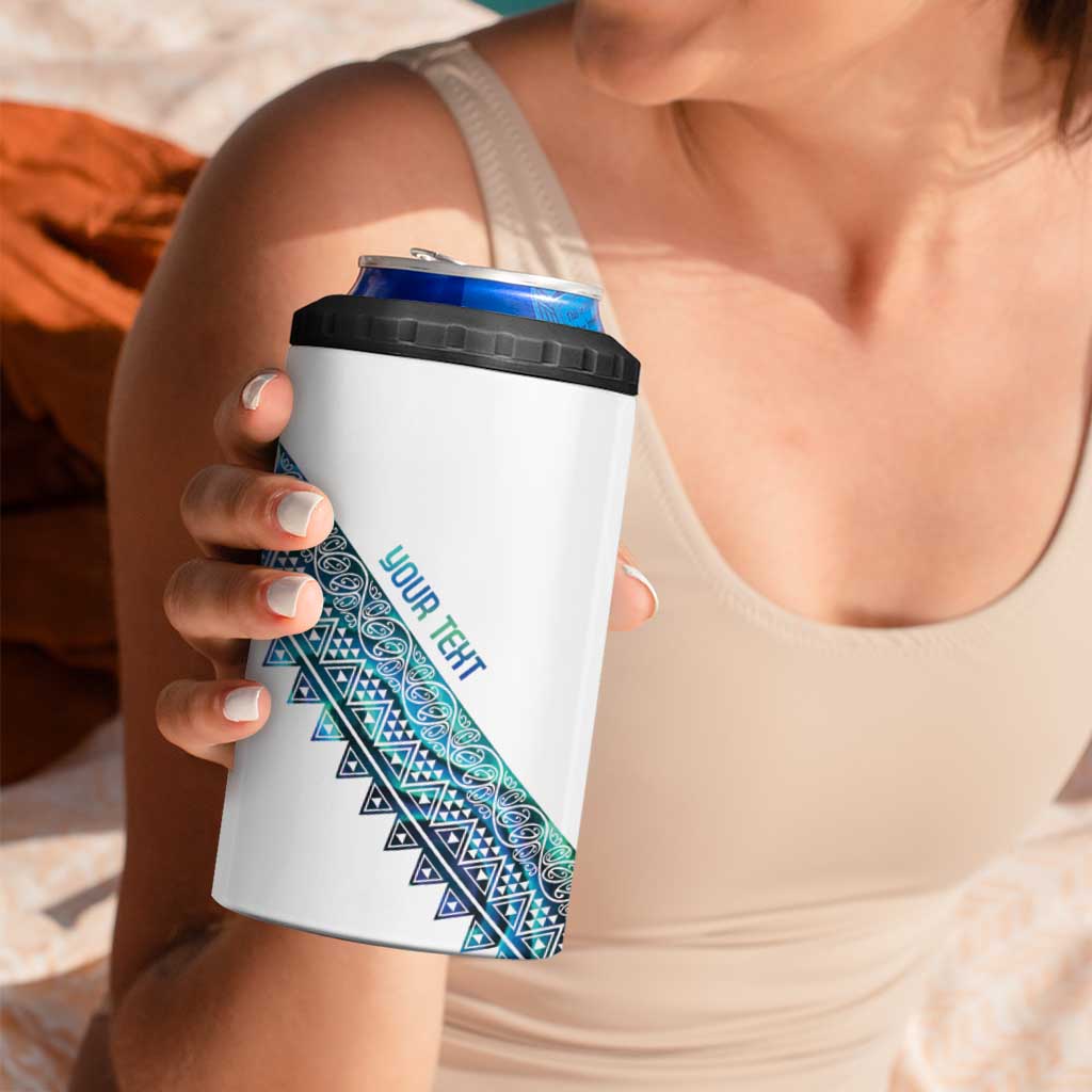 Kahui Whetu Paua shell Kowhaiwhai Taniko Personalised 4 in 1 Can Cooler Tumbler Taniwha Maori Tribal Style