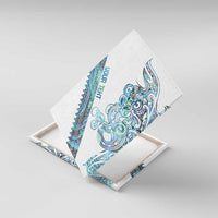 Kahui Whetu Paua shell Kowhaiwhai Taniko Personalised Canvas Wall Art Taniwha Maori Tribal Style LT9 With Frame Blue - Polynesian Pride