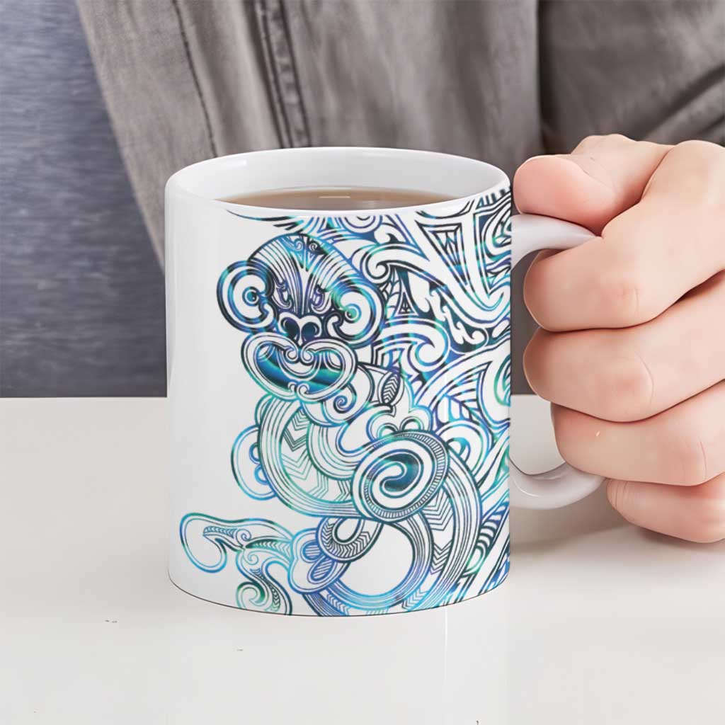Kahui Whetu Paua shell Kowhaiwhai Taniko Personalised Ceramic Mug Taniwha Maori Tribal Style