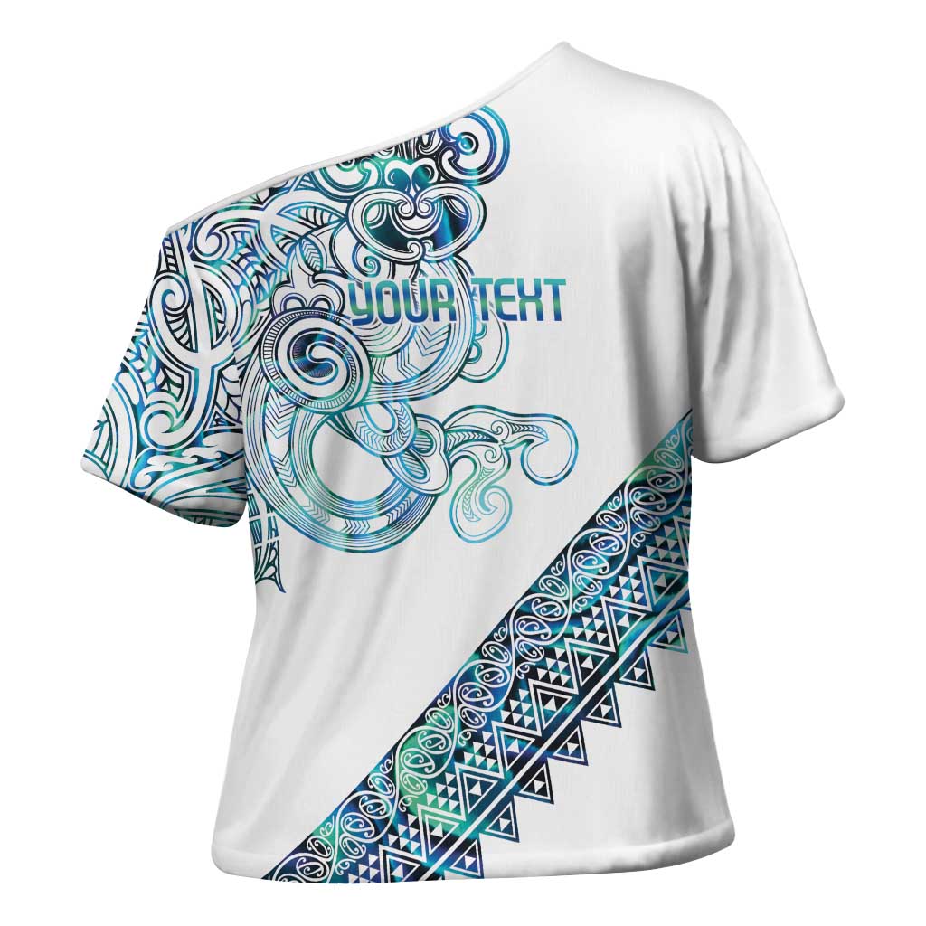 Kahui Whetu Paua shell Kowhaiwhai Taniko Personalised Cross Shoulder Shirt Taniwha Maori Tribal Style LT9 - Polynesian Pride