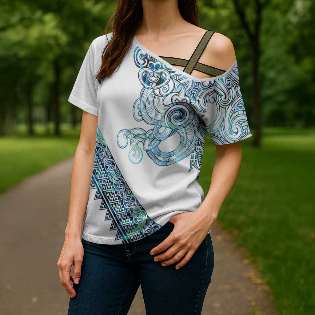Kahui Whetu Paua shell Kowhaiwhai Taniko Personalised Cross Shoulder Shirt Taniwha Maori Tribal Style LT9 - Polynesian Pride