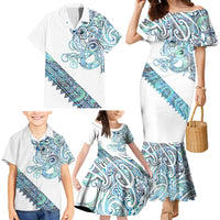Kahui Whetu Paua shell Kowhaiwhai Taniko Personalised Family Matching Mermaid Dress and Hawaiian Shirt Taniwha Maori Tribal Style LT9 - Polynesian Pride