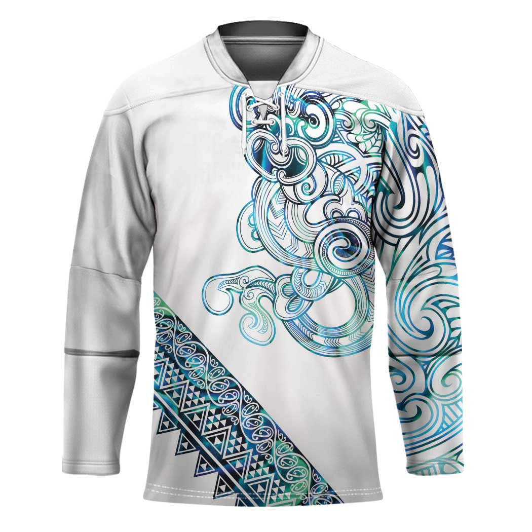 Kahui Whetu Paua shell Kowhaiwhai Taniko Personalised Hockey Jersey Taniwha Maori Tribal Style LT9 Unisex Blue - Polynesian Pride