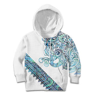 Kahui Whetu Paua shell Kowhaiwhai Taniko Personalised Kid Hoodie Taniwha Maori Tribal Style LT9 Hoodie Blue - Polynesian Pride
