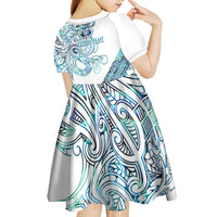 Kahui Whetu Paua shell Kowhaiwhai Taniko Personalised Kid Short Sleeve Dress Taniwha Maori Tribal Style