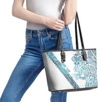 Kahui Whetu Paua shell Kowhaiwhai Taniko Personalised Leather Tote Bag Taniwha Maori Tribal Style LT9 - Polynesian Pride