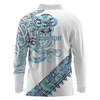 Kahui Whetu Paua shell Kowhaiwhai Taniko Personalised Long Sleeve Polo Shirt Taniwha Maori Tribal Style