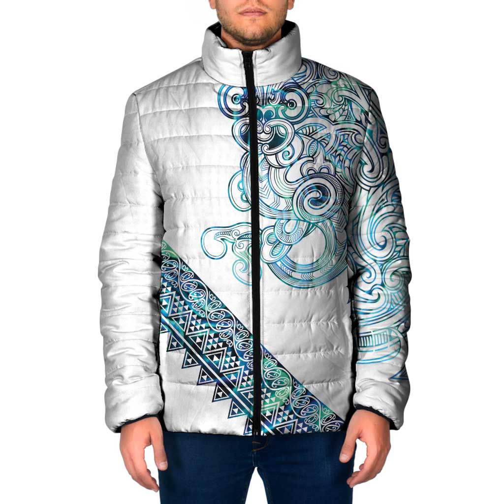 Kahui Whetu Paua shell Kowhaiwhai Taniko Personalised Padded Jacket Taniwha Maori Tribal Style LT9 Men Blue - Polynesian Pride