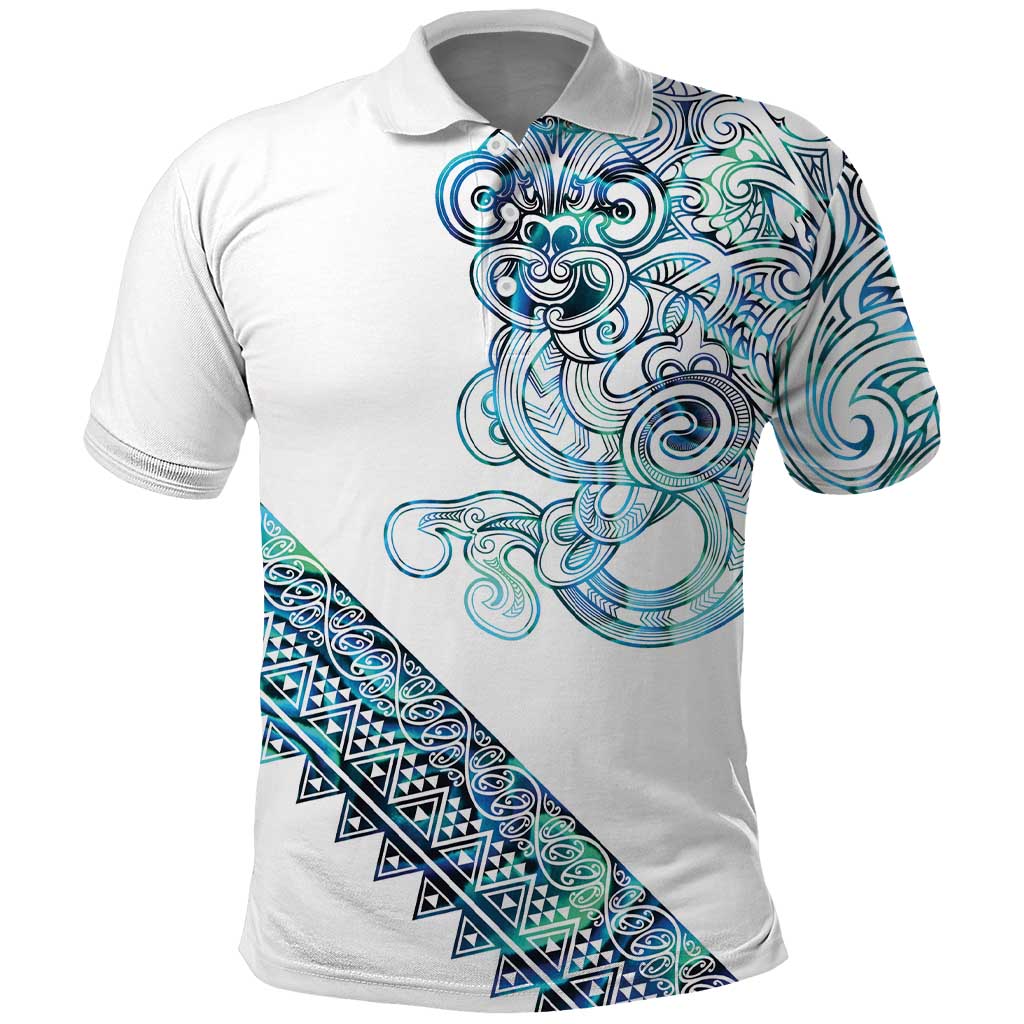 Kahui Whetu Paua shell Kowhaiwhai Taniko Personalised Polo Shirt Taniwha Maori Tribal Style