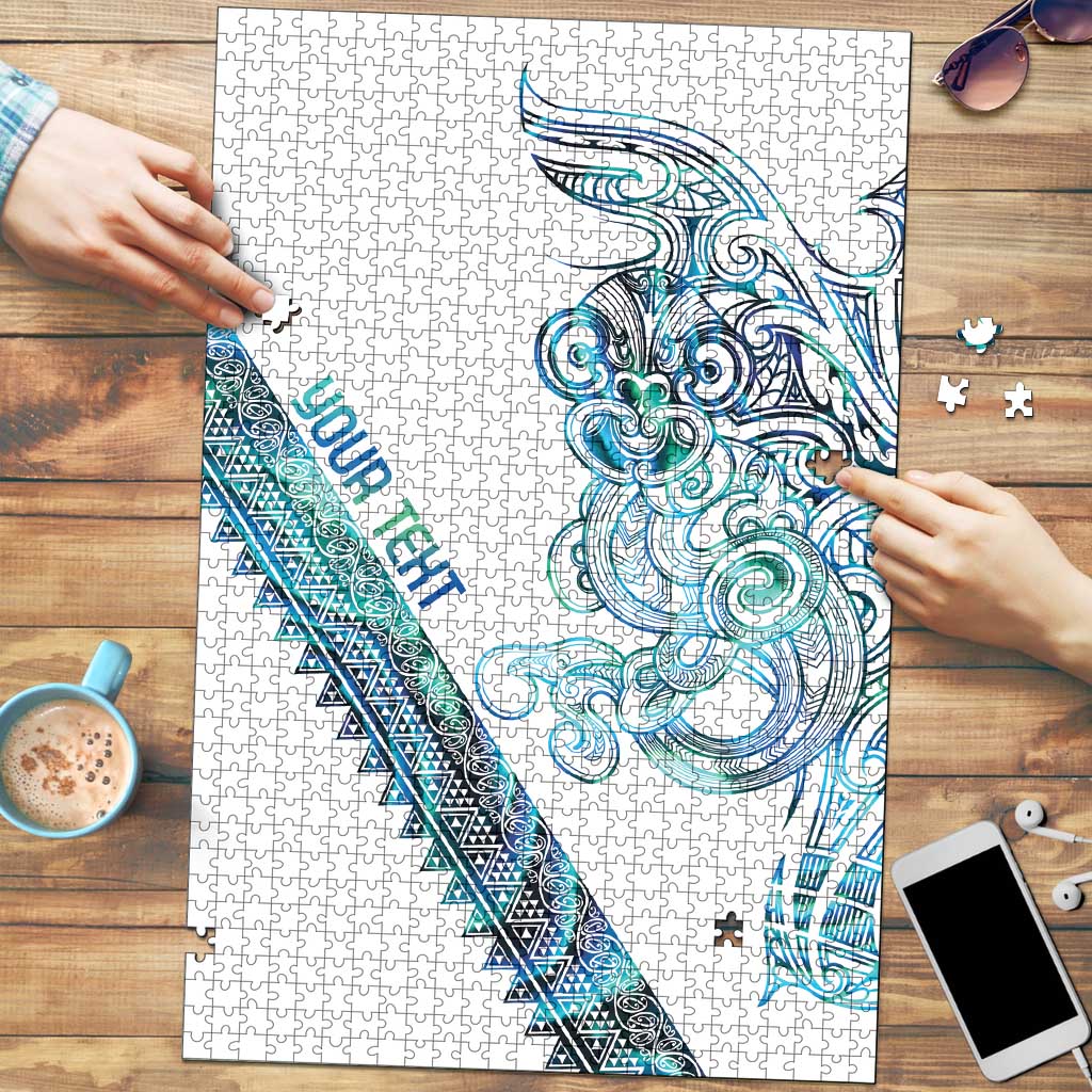 Kahui Whetu Paua shell Kowhaiwhai Taniko Personalised Puzzle Taniwha Maori Tribal Style LT9 Blue - Polynesian Pride
