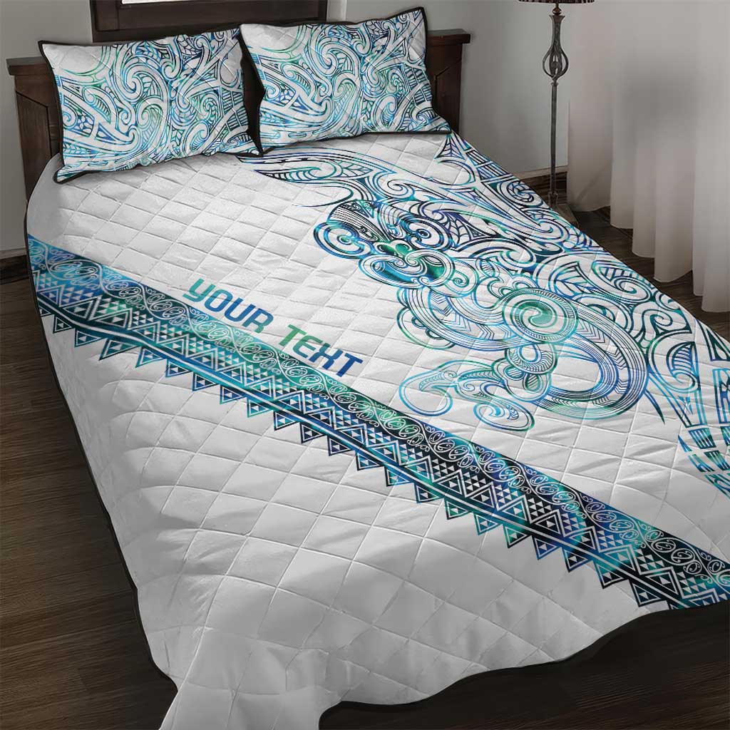 Kahui Whetu Paua shell Kowhaiwhai Taniko Personalised Quilt Bed Set Taniwha Maori Tribal Style LT9 Blue - Polynesian Pride