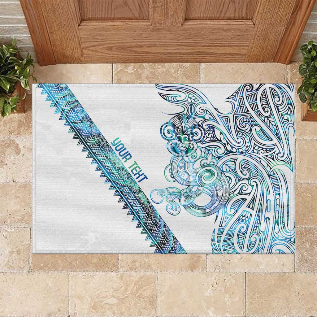 Kahui Whetu Paua shell Kowhaiwhai Taniko Personalised Rubber Doormat Taniwha Maori Tribal Style LT9 Blue - Polynesian Pride