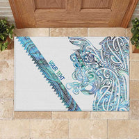 Kahui Whetu Paua shell Kowhaiwhai Taniko Personalised Rubber Doormat Taniwha Maori Tribal Style LT9 Blue - Polynesian Pride
