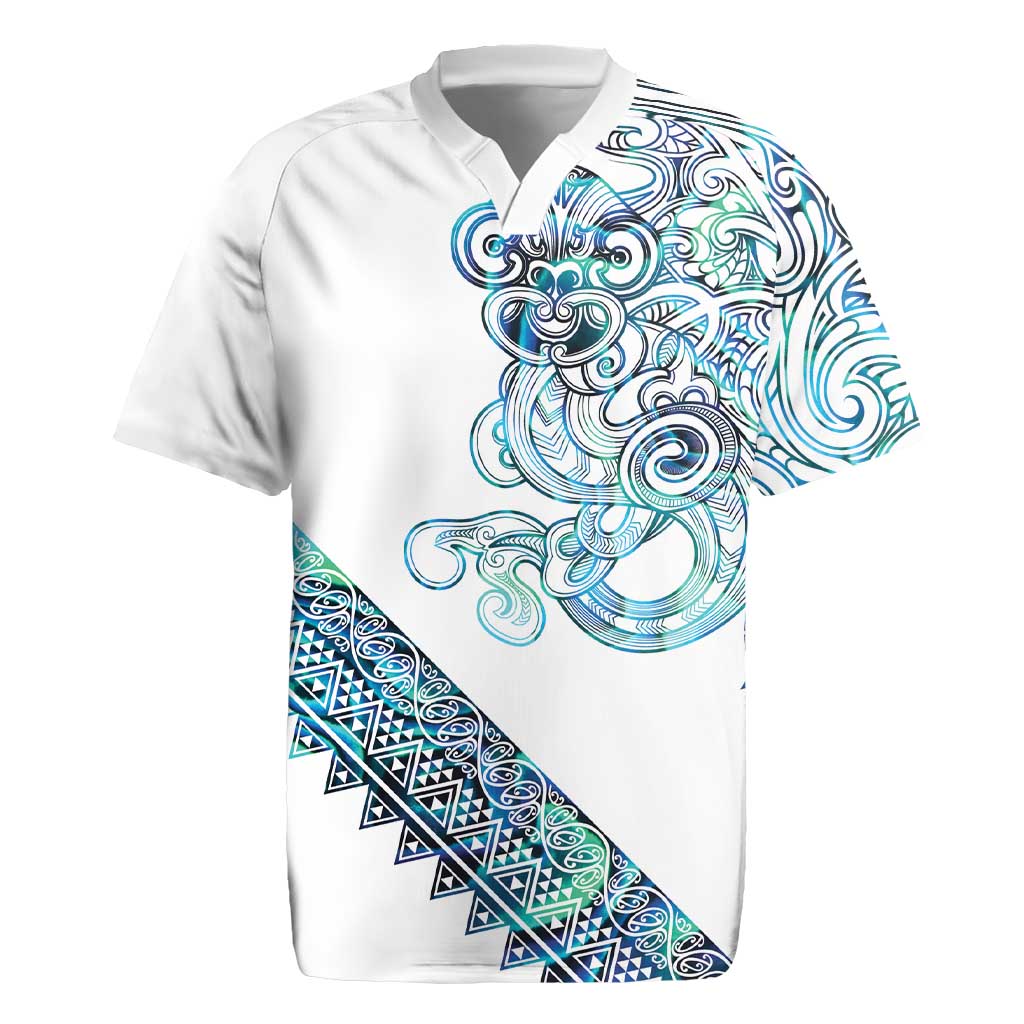 Kahui Whetu Paua shell Kowhaiwhai Taniko Personalised Rugby Jersey Taniwha Maori Tribal Style LT9 Blue - Polynesian Pride