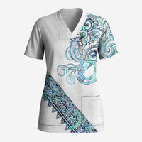 Kahui Whetu Paua shell Kowhaiwhai Taniko Personalised Scrub Top Taniwha Maori Tribal Style