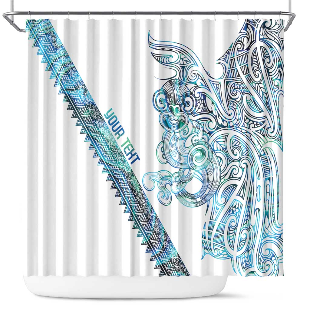 Kahui Whetu Paua shell Kowhaiwhai Taniko Personalised Shower Curtain Taniwha Maori Tribal Style LT9 Blue - Polynesian Pride