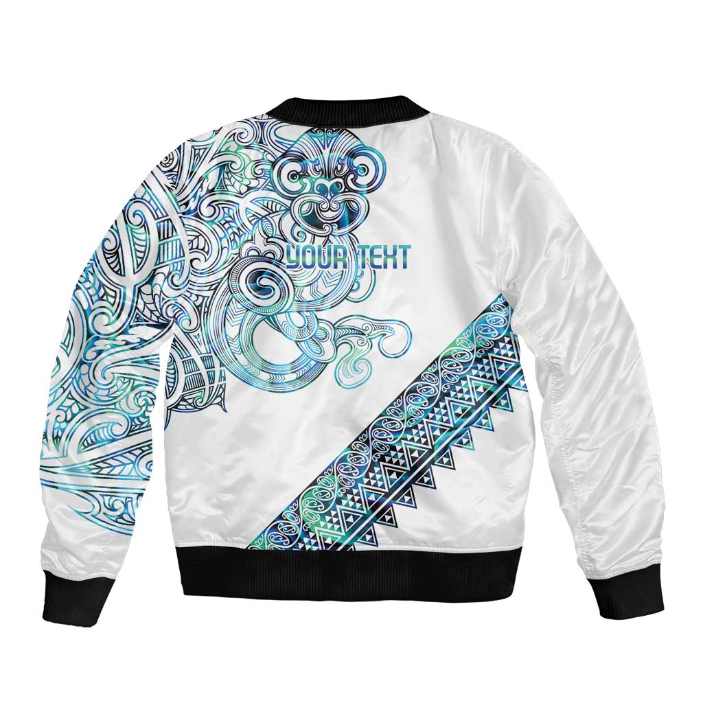 Kahui Whetu Paua shell Kowhaiwhai Taniko Personalised Sleeve Zip Bomber Jacket Taniwha Maori Tribal Style LT9 - Polynesian Pride