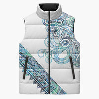 Kahui Whetu Paua shell Kowhaiwhai Taniko Personalised Sleeveless Puffer Jacket Taniwha Maori Tribal Style LT9 Unisex Blue - Polynesian Pride