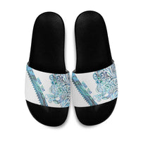 Kahui Whetu Paua shell Kowhaiwhai Taniko Personalised Slide Sandals Taniwha Maori Tribal Style LT9 Blue - Polynesian Pride
