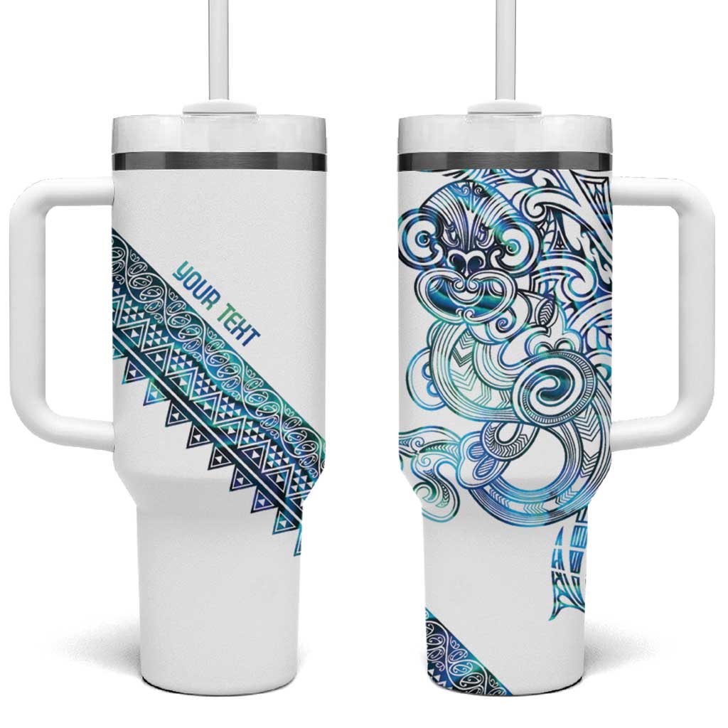 Kahui Whetu Paua shell Kowhaiwhai Taniko Personalised Tumbler With Handle Taniwha Maori Tribal Style LT9 One Size: 40 oz Blue - Polynesian Pride