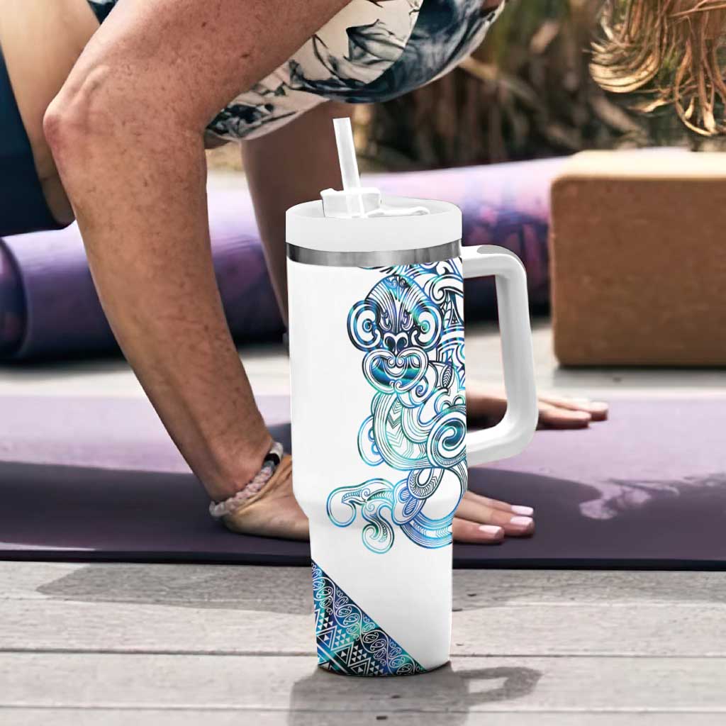 Kahui Whetu Paua shell Kowhaiwhai Taniko Personalised Tumbler With Handle Taniwha Maori Tribal Style LT9 - Polynesian Pride