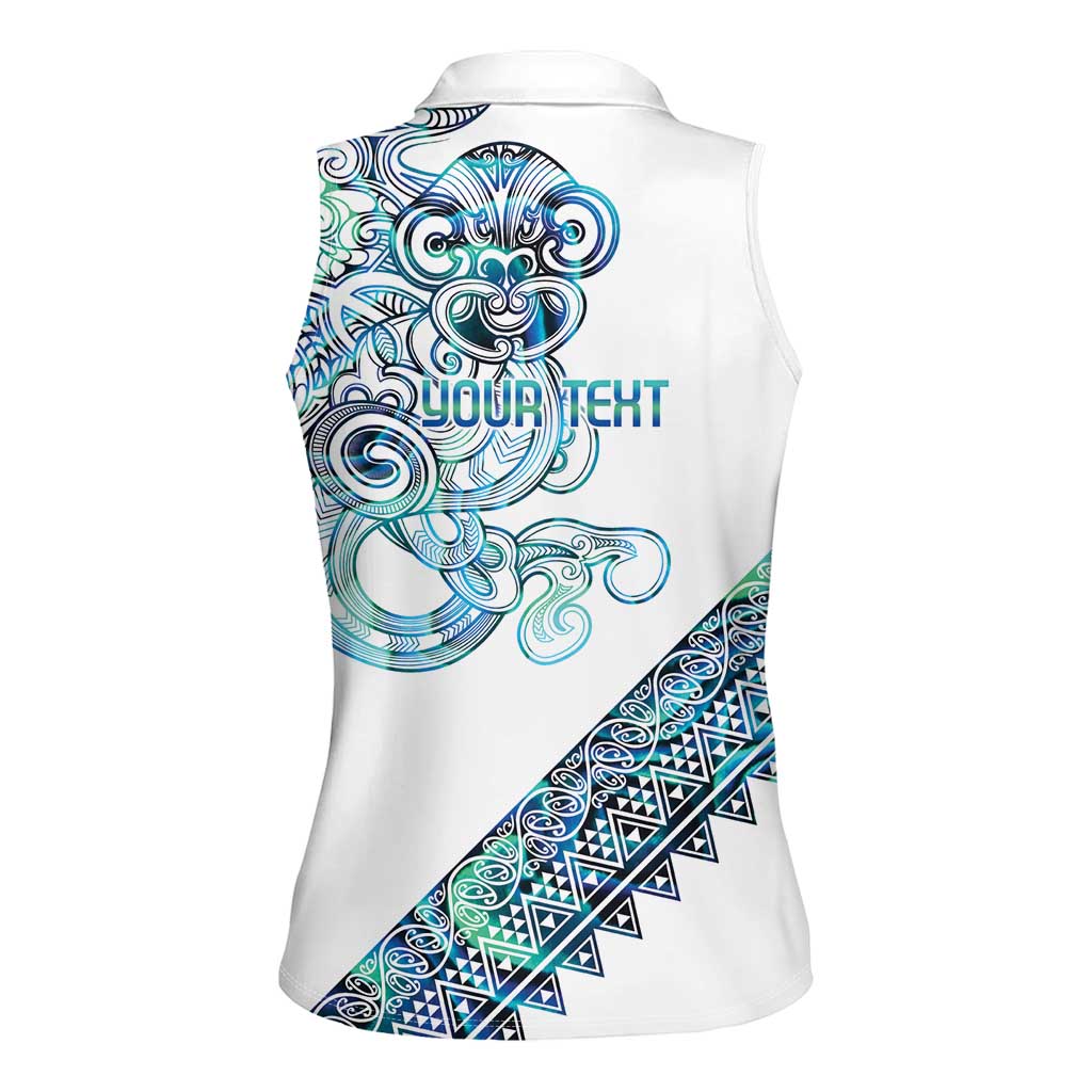 Kahui Whetu Paua shell Kowhaiwhai Taniko Personalised Women Sleeveless Polo Shirt Taniwha Maori Tribal Style