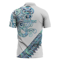 Kahui Whetu Paua shell Kowhaiwhai Taniko Personalised Zipper Polo Shirt Taniwha Maori Tribal Style