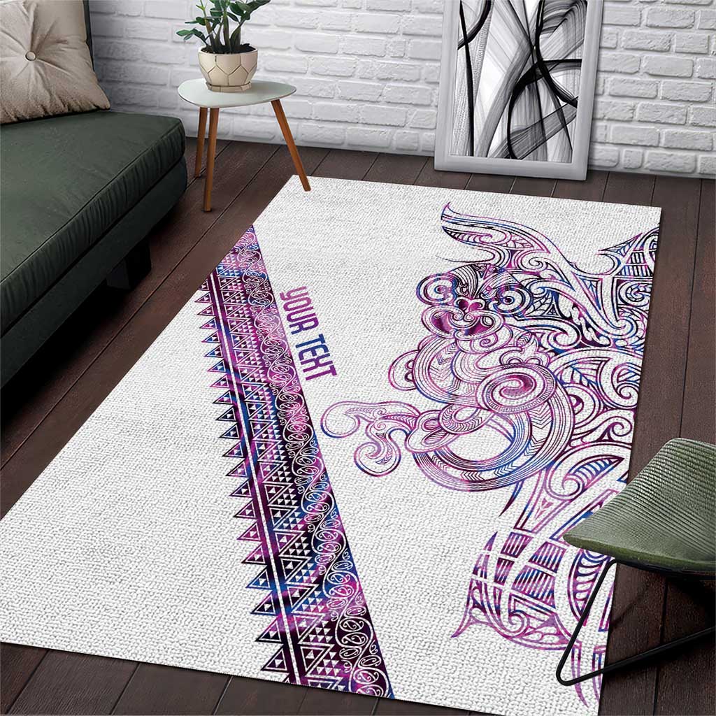 Mawhero Paua shell Kowhaiwhai Taniko Personalised Area Rug Taniwha Maori Tribal Style LT9 Pink - Polynesian Pride