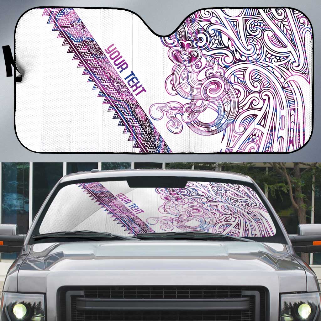 Mawhero Paua shell Kowhaiwhai Taniko Personalised Auto Sun Shade Taniwha Maori Tribal Style LT9 Pink - Polynesian Pride
