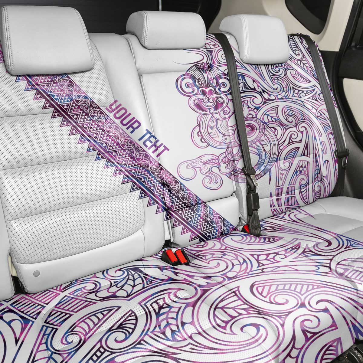 Mawhero Paua shell Kowhaiwhai Taniko Personalised Back Car Seat Cover Taniwha Maori Tribal Style LT9 - Polynesian Pride
