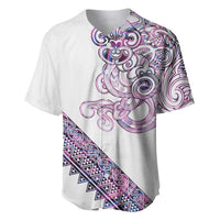 Mawhero Paua shell Kowhaiwhai Taniko Personalised Baseball Jersey Taniwha Maori Tribal Style LT9 Pink - Polynesian Pride