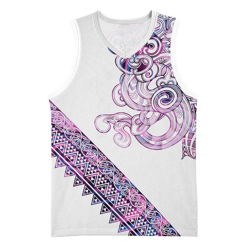Mawhero Paua shell Kowhaiwhai Taniko Personalised Basketball Jersey Taniwha Maori Tribal Style LT9 Unisex Pink - Polynesian Pride