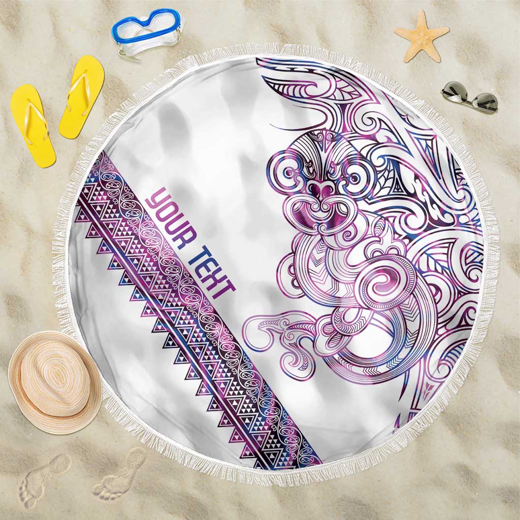 Mawhero Paua shell Kowhaiwhai Taniko Personalised Beach Blanket Taniwha Maori Tribal Style