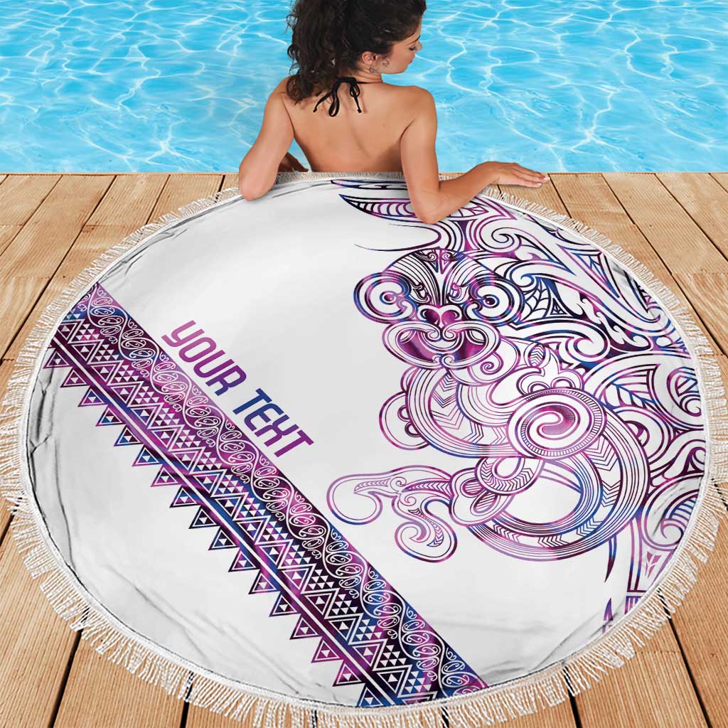 Mawhero Paua shell Kowhaiwhai Taniko Personalised Beach Blanket Taniwha Maori Tribal Style