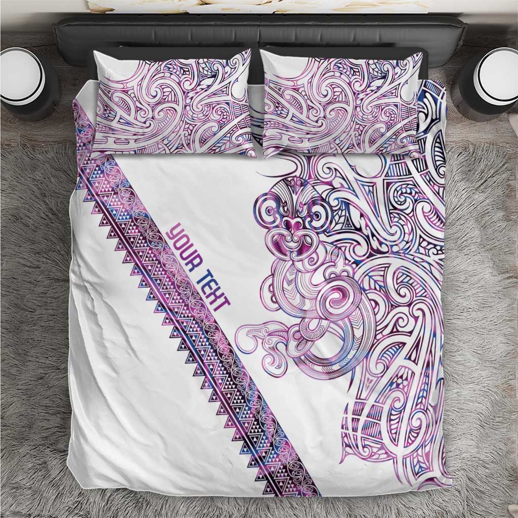 Mawhero Paua shell Kowhaiwhai Taniko Personalised Bedding Set Taniwha Maori Tribal Style
