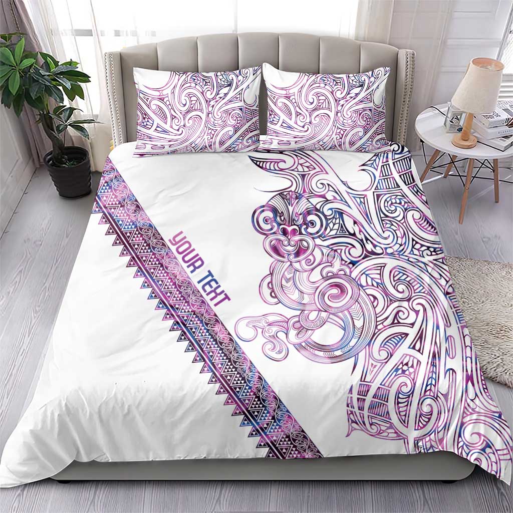 Mawhero Paua shell Kowhaiwhai Taniko Personalised Bedding Set Taniwha Maori Tribal Style
