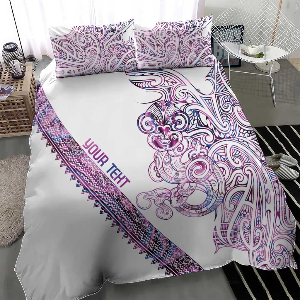 Mawhero Paua shell Kowhaiwhai Taniko Personalised Bedding Set Taniwha Maori Tribal Style