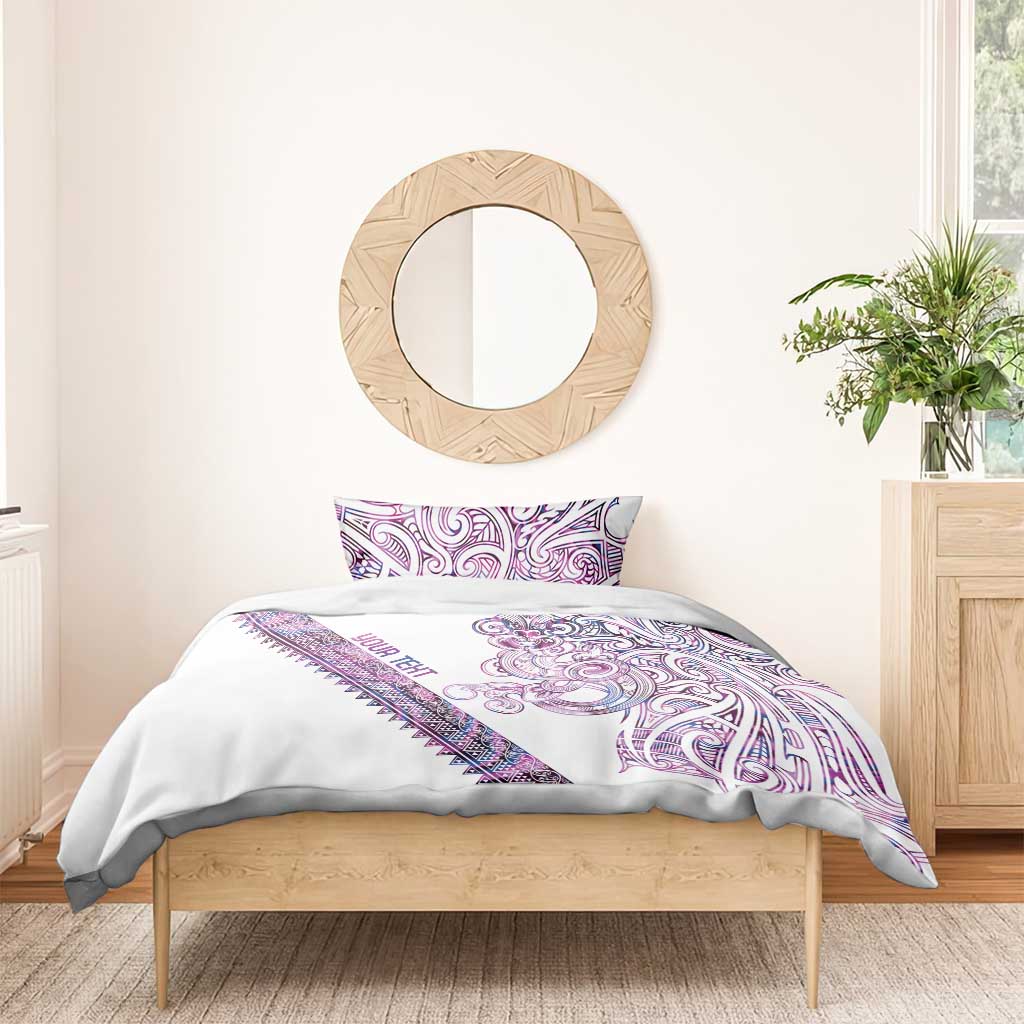 Mawhero Paua shell Kowhaiwhai Taniko Personalised Bedding Set Taniwha Maori Tribal Style