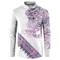 Mawhero Paua shell Kowhaiwhai Taniko Personalised Button Sweatshirt Taniwha Maori Tribal Style